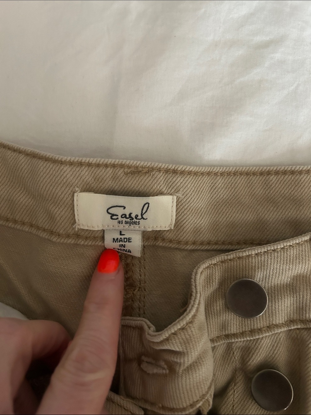 easel Tan Distressed Button-Front Skort - Picture 3 of 3